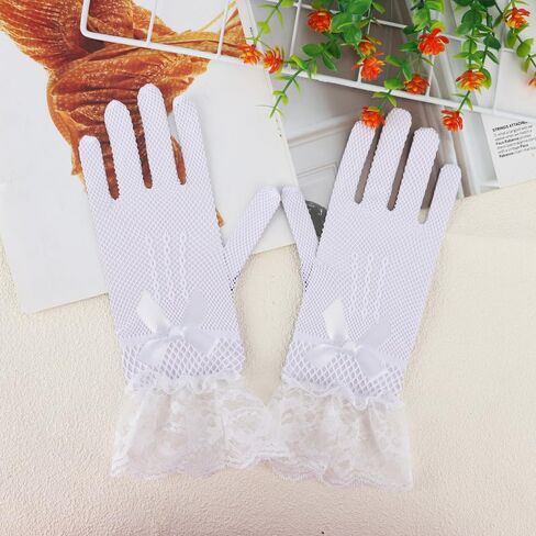 Lace Gloves Tea Party Gloves Lace Gloves Women Short Elegant Wedding Bridal Gloves Opera Halloween Cosplay Gloves in Saudi Arabia