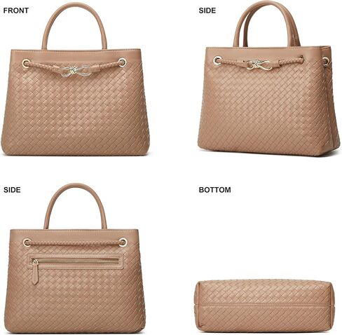 Woven Bag for Women Shoulder Purse: Vegan Leather Handbag - Handmade Tote Bag - Elegant Satchel Bag with Bowknot in Saudi Arabia