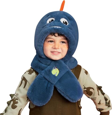 Winter Fuzzy Hat for Kids Cartoon Hooded Scarf Toddler Boys and Girls in Saudi Arabia