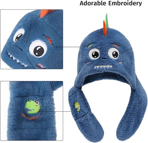 Winter Fuzzy Hat for Kids Cartoon Hooded Scarf Toddler Boys and Girls in Saudi Arabia