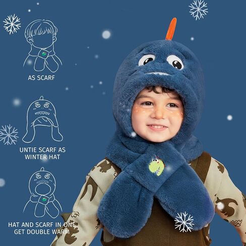 Winter Fuzzy Hat for Kids Cartoon Hooded Scarf Toddler Boys and Girls in Saudi Arabia