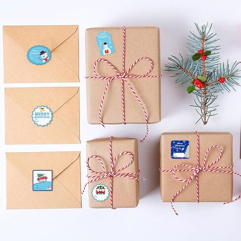 144 Pieces Christmas Labels Stickers, Blue Self Adhesive Tags Sticker Merry Christmas Snowmen Xmas Tree Gift Tags Decals for Friends Presents Envelope Decorative in Saudi Arabia