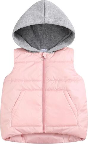Happy Cherry Kids Snow Vest Jacket Hooded Padded Waistcoat Boys Girls Winter Warm Lightweight Sleeveless Puffer Vest in Saudi Arabia