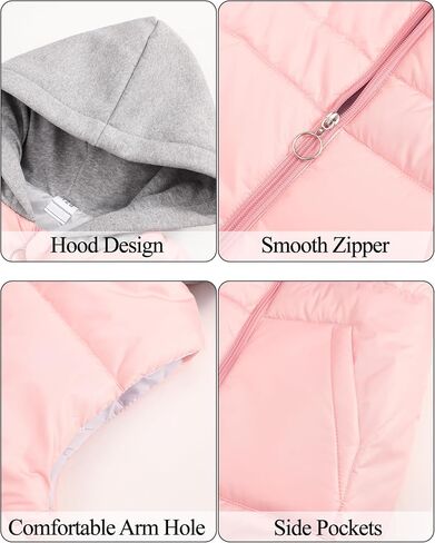 Happy Cherry Kids Snow Vest Jacket Hooded Padded Waistcoat Boys Girls Winter Warm Lightweight Sleeveless Puffer Vest in Saudi Arabia
