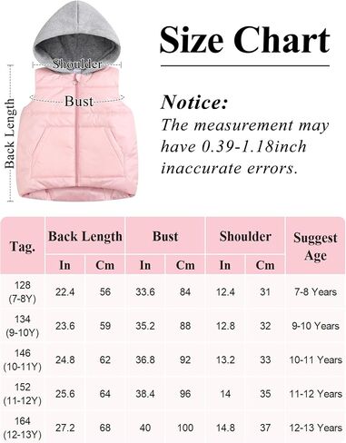 Happy Cherry Kids Snow Vest Jacket Hooded Padded Waistcoat Boys Girls Winter Warm Lightweight Sleeveless Puffer Vest in Saudi Arabia