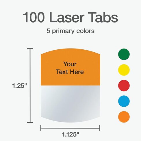 Redi-Tag Laser Printable Tabs, Permanent Index Tabs, Customizable Adhesive Labels, Assorted Tropical Colors, 1.125" x 1.25", 375 Per Pack (1006789) in Saudi Arabia