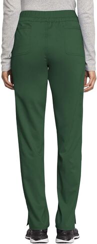 Cherokee Women's Scrub Set Mock Wrap Top with Princess Seams WW610 Mid Rise Tapered Leg Elastic Waist Drawstring Pant WW105, Hunter Green- M Top/M Pant in Saudi Arabia