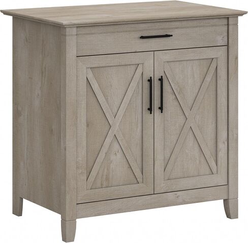 Bush Furniture Key West Secretary Desk | Accent Cabinet with Work Surface in Pure White Oak | 30W x 20D Hidden Writing Table and Storage for Small Spaces in Kuwait