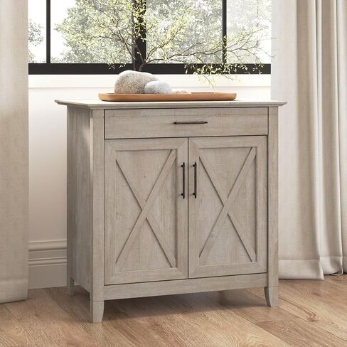 Bush Furniture Key West Secretary Desk | Accent Cabinet with Work Surface in Pure White Oak | 30W x 20D Hidden Writing Table and Storage for Small Spaces in Kuwait