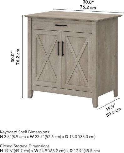 Bush Furniture Key West Secretary Desk | Accent Cabinet with Work Surface in Pure White Oak | 30W x 20D Hidden Writing Table and Storage for Small Spaces in Kuwait