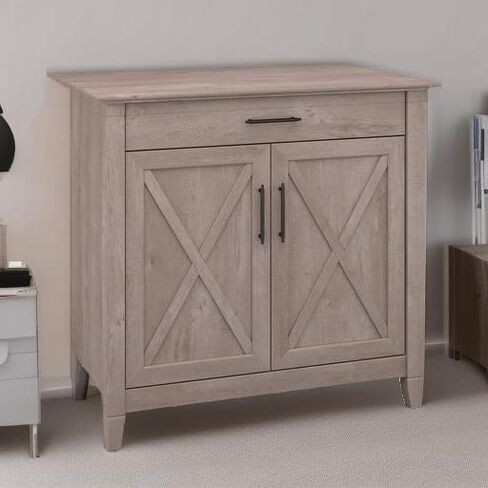 Bush Furniture Key West Secretary Desk | Accent Cabinet with Work Surface in Pure White Oak | 30W x 20D Hidden Writing Table and Storage for Small Spaces in Kuwait