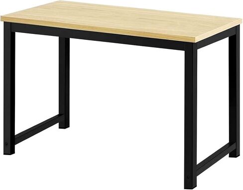 Halter Computer Desk for Home Office 47" Work Table Easy Assembly Walnut Desk Black Frame in Kuwait