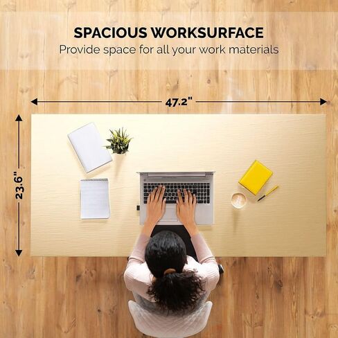 Halter Computer Desk for Home Office 47" Work Table Easy Assembly Walnut Desk Black Frame in Kuwait