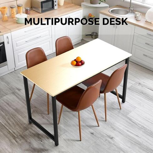 Halter Computer Desk for Home Office 47" Work Table Easy Assembly Walnut Desk Black Frame in Kuwait