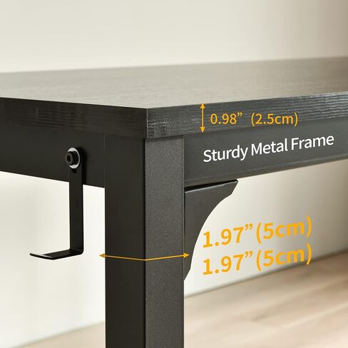 Large Computer Desk - 63 Inch Home Office Desk Study Student Writing Table Gaming Desk Wood Modern Simple Table with Storage Bag & Headphone Hooks, Black in Saudi Arabia