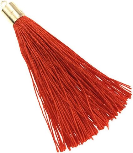 100 Pieces 2.5inch Polyester Tassels with Gold Plastic Tube End Caps Mala Tassel Kits for Earring Necklace Jewelry Making Keychain Bag Charms Decorative Accents (Red) in Saudi Arabia