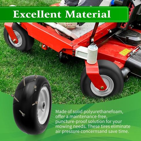 11x4.00-5 Lawn Mower Tires Flat Free,2 Pack Solid Smooth Lawn Mower Tires Assembly with 3/4" 5/8" and 1/2" Bearings for Zero Turn Lawn Mower Tires,3.4"-5" Center Hub (Silver Gray) (Yellow) in Saudi Arabia