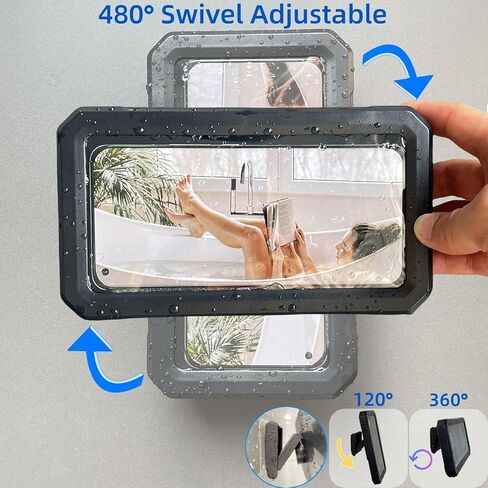 GAJUST Shower Phone Holder Waterproof,480° Rotating Shower Phone Holder with HD Touch Screen,Shower Accessories for Bathroom Bathtub Kitchen Wall Mirror for 4" - 7" Cell Phone in Kuwait