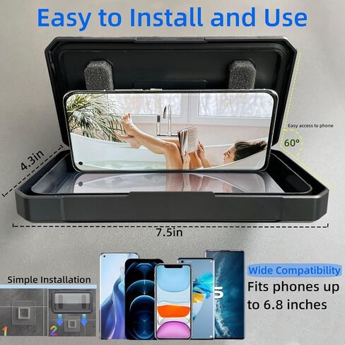 GAJUST Shower Phone Holder Waterproof,480° Rotating Shower Phone Holder with HD Touch Screen,Shower Accessories for Bathroom Bathtub Kitchen Wall Mirror for 4" - 7" Cell Phone in Kuwait