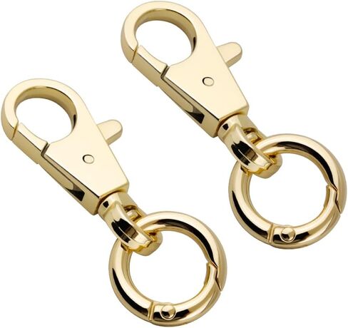 2pcs Double Opening Snap Hooks Heavy Duty Metal Push Gate Swivel Lobster Clasp Keychain Clip Purse Making Accessories (Gold) in Kuwait