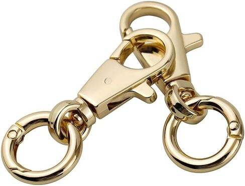 2pcs Double Opening Snap Hooks Heavy Duty Metal Push Gate Swivel Lobster Clasp Keychain Clip Purse Making Accessories (Gold) in Kuwait