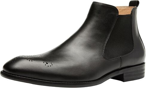 Santimon Mens Chelsea Boots Leather Casual Slip On Brogue Boots Formal Dress Ankle Boots For Men in Kuwait