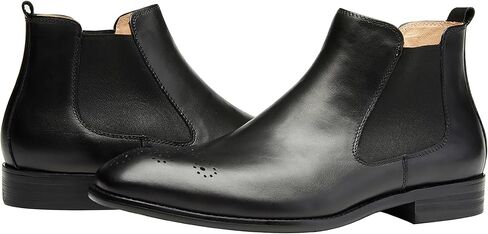Santimon Mens Chelsea Boots Leather Casual Slip On Brogue Boots Formal Dress Ankle Boots For Men in Kuwait