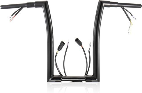 MoKitDora 16" Rise Pre-wired Handlebar 1.5" Fat Ape Hanger 1" Bar Compatible with Harley 2007-2013 Dyna Softail Sportster XL, Black in Saudi Arabia