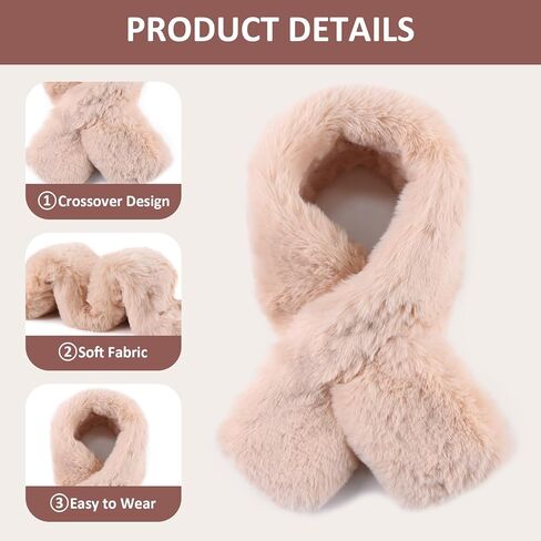 وشاح نسائي بياقة من الفرو أوشحة شتوية من الفرو الصناعي للنساء في الطقس البارد لتدفئة الرقبة in Kuwait