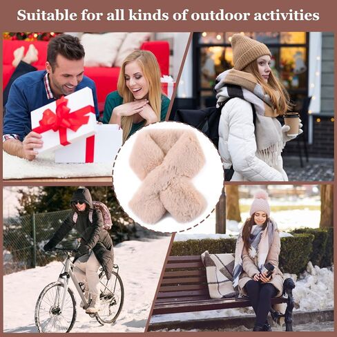 وشاح نسائي بياقة من الفرو أوشحة شتوية من الفرو الصناعي للنساء في الطقس البارد لتدفئة الرقبة in Kuwait