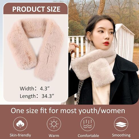 وشاح نسائي بياقة من الفرو أوشحة شتوية من الفرو الصناعي للنساء في الطقس البارد لتدفئة الرقبة in Kuwait