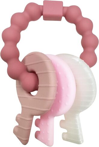 حلقة تسنين من السيليكون من YAPROMO للأطفال، لعبة تسنين لطيفة بمفاتيح للجنسين، لعبة تسنين للأطفال الأولاد والبنات (وردي) in Kuwait