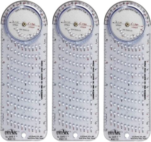 46110 mmArc Protractor Compass Plus, 15.8 cm Long, Made of Clear Plastic with Bluish Hue, Semicircular Side with Rotating Disc Inset on One Edge, Allows Direct View of Vertex Points - Pack of 2 in Saudi Arabia