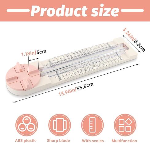 Paper Cutter,4-in-1 Paper Trimmer,Photo Cutter,Multi-Function Scrapbooking Tool with Dial Blades of Straight,Wave,Perforated,Creasing for Cutting Paper,Coupons,Postcards,Card (Pink) in Saudi Arabia