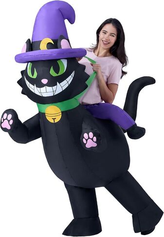 إبداعات Spooktacular أزياء الهالوين النسائية القابلة للنفخ، ركوب قطة سوداء تنفجر زي البالغين، بدلة قطة قابلة للنفخ لحفلات الهالوين التنكرية تحت عنوان in Saudi Arabia