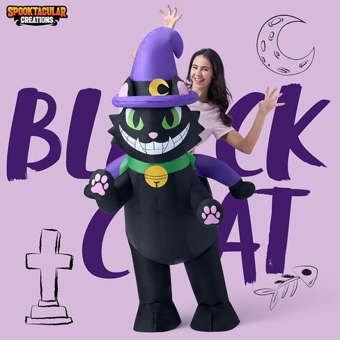 إبداعات Spooktacular أزياء الهالوين النسائية القابلة للنفخ، ركوب قطة سوداء تنفجر زي البالغين، بدلة قطة قابلة للنفخ لحفلات الهالوين التنكرية تحت عنوان in Saudi Arabia
