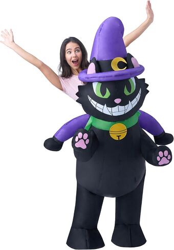 إبداعات Spooktacular أزياء الهالوين النسائية القابلة للنفخ، ركوب قطة سوداء تنفجر زي البالغين، بدلة قطة قابلة للنفخ لحفلات الهالوين التنكرية تحت عنوان in Saudi Arabia