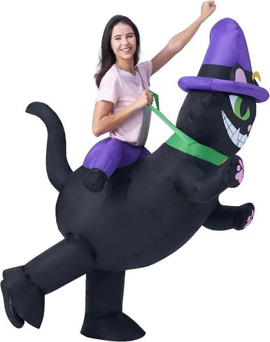 إبداعات Spooktacular أزياء الهالوين النسائية القابلة للنفخ، ركوب قطة سوداء تنفجر زي البالغين، بدلة قطة قابلة للنفخ لحفلات الهالوين التنكرية تحت عنوان in Saudi Arabia