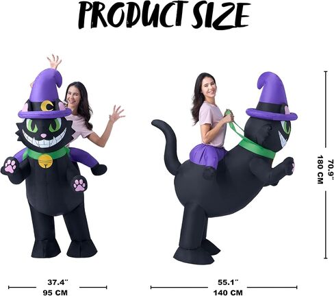 إبداعات Spooktacular أزياء الهالوين النسائية القابلة للنفخ، ركوب قطة سوداء تنفجر زي البالغين، بدلة قطة قابلة للنفخ لحفلات الهالوين التنكرية تحت عنوان in Saudi Arabia
