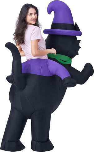 إبداعات Spooktacular أزياء الهالوين النسائية القابلة للنفخ، ركوب قطة سوداء تنفجر زي البالغين، بدلة قطة قابلة للنفخ لحفلات الهالوين التنكرية تحت عنوان in Saudi Arabia