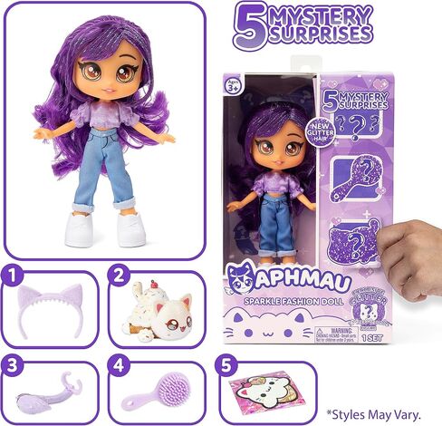Aphmau Fashion Doll & Accessories Mermaid, 5 Mystery Surprise Toys, Exclusive Glitter MeeMeows Mini Figure, Official Merch in Saudi Arabia