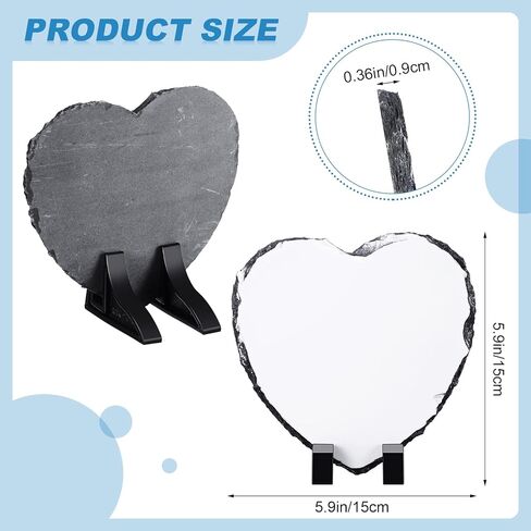 Gersoniel 4 Pcs Wedding Gift Sublimation Heart Blank Slate Rock 5.9'' x 5.9'' Heart Shaped Stone Plaque Customized Photo Frame Display Holder, DIY Personalize Picture for Heat Press Printing in Saudi Arabia