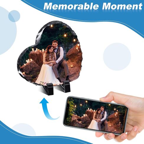 Gersoniel 4 Pcs Wedding Gift Sublimation Heart Blank Slate Rock 5.9'' x 5.9'' Heart Shaped Stone Plaque Customized Photo Frame Display Holder, DIY Personalize Picture for Heat Press Printing in Saudi Arabia