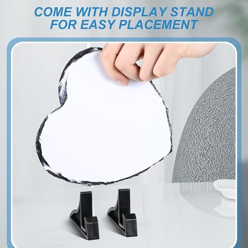Gersoniel 4 Pcs Wedding Gift Sublimation Heart Blank Slate Rock 5.9'' x 5.9'' Heart Shaped Stone Plaque Customized Photo Frame Display Holder, DIY Personalize Picture for Heat Press Printing in Saudi Arabia