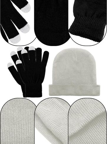 24 Packs Winter Hats and Gloves Sets Magic Winter Gloves Warm Knitted Beanie Texting Stretchy Knit Gloves for Men Women in Saudi Arabia