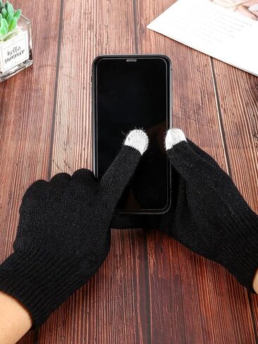 24 Packs Winter Hats and Gloves Sets Magic Winter Gloves Warm Knitted Beanie Texting Stretchy Knit Gloves for Men Women in Saudi Arabia