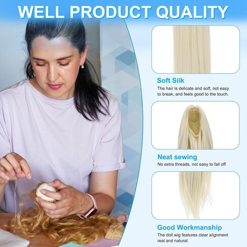 PATIKIL 17'' Long Hair Doll Wig, Soft Silk Toy Head Wig Hair Accessories for 22-23cm Head Circumference DIY Handmade, Milky Gold in Saudi Arabia