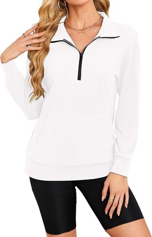 MISFAY Womens Half Zip Oversized Sweatshirts 2024 Casual Long Sleeve Hoodies Quarter Zip Up Pullover Fall Outfits with Pocket in Kuwait