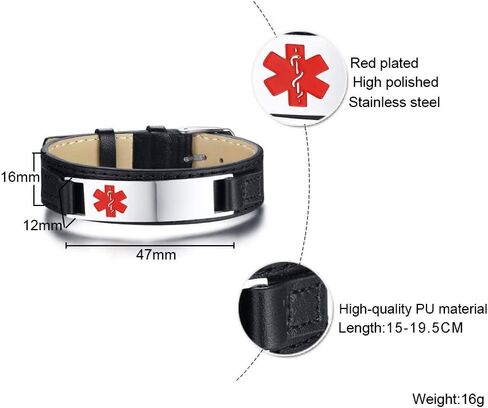 XUANPAI نوع 2 مرض السكري جلد طبيعي أساور طبية في حالات الطوارئ للرجال النساء تنبيه ID أساور للبالغين in Kuwait