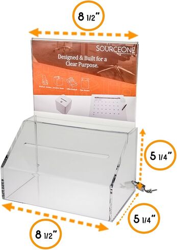 SOURCEONE.ORG صندوق تبرع/اقتراع أكريليك عالي التحمل مع قفل وحامل لافتة in Saudi Arabia